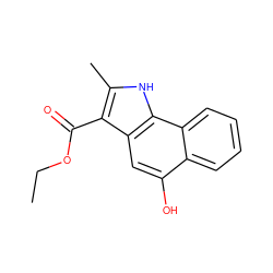 CCOC(=O)c1c(C)[nH]c2c1cc(O)c1ccccc12 ZINC000000793370