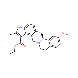 CCOC(=O)c1c(C)[nH]c2ccc3c(c12)CN1CCc2ccc(OC)cc2[C@@H]1O3 ZINC000029570900