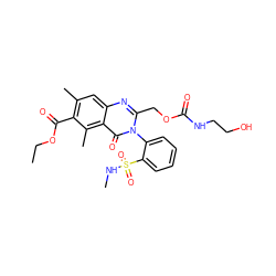 CCOC(=O)c1c(C)cc2nc(COC(=O)NCCO)n(-c3ccccc3S(=O)(=O)NC)c(=O)c2c1C ZINC000003842227