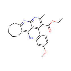 CCOC(=O)c1c(C)nc2nc3c(c(N)c2c1-c1ccc(OC)cc1)CCCCC3 ZINC000028968829