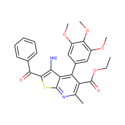 CCOC(=O)c1c(C)nc2sc(C(=O)c3ccccc3)c(N)c2c1-c1cc(OC)c(OC)c(OC)c1 ZINC000299839583