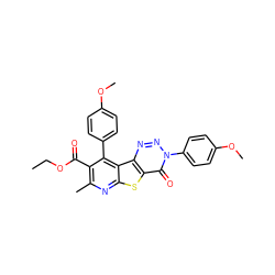 CCOC(=O)c1c(C)nc2sc3c(=O)n(-c4ccc(OC)cc4)nnc3c2c1-c1ccc(OC)cc1 ZINC000000643011