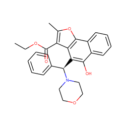 CCOC(=O)c1c(C)oc2c1c([C@H](c1ccccc1)N1CCOCC1)c(O)c1ccccc12 ZINC000021539882