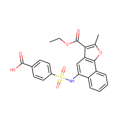 CCOC(=O)c1c(C)oc2c1cc(NS(=O)(=O)c1ccc(C(=O)O)cc1)c1ccccc12 ZINC000008439334