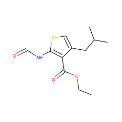 CCOC(=O)c1c(CC(C)C)csc1NC=O ZINC000000227391