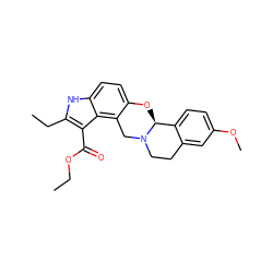 CCOC(=O)c1c(CC)[nH]c2ccc3c(c12)CN1CCc2cc(OC)ccc2[C@@H]1O3 ZINC000013474836