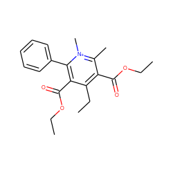 CCOC(=O)c1c(CC)c(C(=O)OCC)c(-c2ccccc2)[n+](C)c1C ZINC000034800805