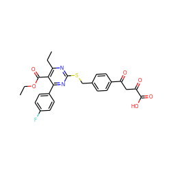 CCOC(=O)c1c(CC)nc(SCc2ccc(C(=O)CC(=O)C(=O)O)cc2)nc1-c1ccc(F)cc1 ZINC000653754852