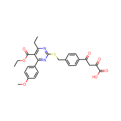 CCOC(=O)c1c(CC)nc(SCc2ccc(C(=O)CC(=O)C(=O)O)cc2)nc1-c1ccc(OC)cc1 ZINC000653754923