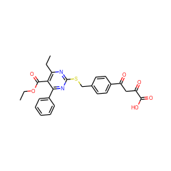 CCOC(=O)c1c(CC)nc(SCc2ccc(C(=O)CC(=O)C(=O)O)cc2)nc1-c1ccccc1 ZINC000653754872