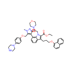 CCOC(=O)c1c(CCCOc2cccc3ccccc23)c2cccc(-c3c(C)nn(C)c3COc3ccc(N4CCNCC4)cc3)c2n1CCN1CCOCC1 ZINC000299864509