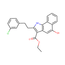 CCOC(=O)c1c(CCc2cccc(Cl)c2)[nH]c2c1cc(O)c1ccccc12 ZINC000040936906