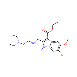 CCOC(=O)c1c(CNCCN(CC)CC)n(C)c2cc(Br)c(OC)cc12 ZINC000019367081