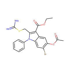 CCOC(=O)c1c(CSC(=N)N)n(-c2ccccc2)c2cc(Br)c(OC(C)=O)cc12 ZINC000008453906