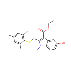 CCOC(=O)c1c(CSc2c(C)cc(C)cc2C)n(C)c2ccc(O)cc12 ZINC000169345894