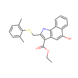 CCOC(=O)c1c(CSc2c(C)cccc2C)[nH]c2c1cc(O)c1ccccc12 ZINC000653706039