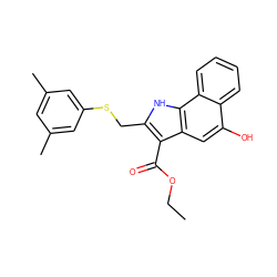 CCOC(=O)c1c(CSc2cc(C)cc(C)c2)[nH]c2c1cc(O)c1ccccc12 ZINC000653706025