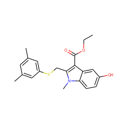 CCOC(=O)c1c(CSc2cc(C)cc(C)c2)n(C)c2ccc(O)cc12 ZINC000169345893