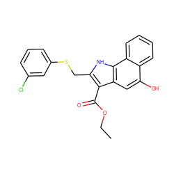 CCOC(=O)c1c(CSc2cccc(Cl)c2)[nH]c2c1cc(O)c1ccccc12 ZINC000653701060