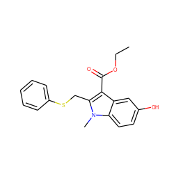 CCOC(=O)c1c(CSc2ccccc2)n(C)c2ccc(O)cc12 ZINC000000453199