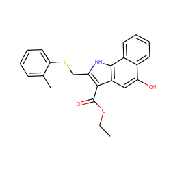 CCOC(=O)c1c(CSc2ccccc2C)[nH]c2c1cc(O)c1ccccc12 ZINC000653701061