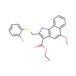 CCOC(=O)c1c(CSc2ccccc2Cl)[nH]c2c1cc(OC)c1ccccc12 ZINC000653706015