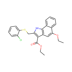 CCOC(=O)c1c(CSc2ccccc2Cl)[nH]c2c1cc(OCC)c1ccccc12 ZINC000653700795