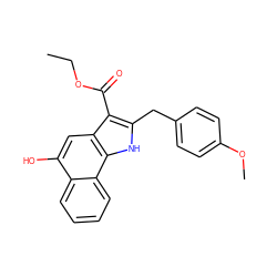 CCOC(=O)c1c(Cc2ccc(OC)cc2)[nH]c2c1cc(O)c1ccccc12 ZINC000040937660