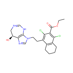 CCOC(=O)c1c(Cl)c2c(c(CCn3cnc4c3NC=NC[C@@H]4O)c1Cl)CCCC2 ZINC000013861950