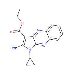 CCOC(=O)c1c(N)n(C2CC2)c2nc3ccccc3nc12 ZINC000000090141