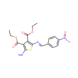 CCOC(=O)c1c(N)sc(/N=C/c2ccc([N+](=O)[O-])cc2)c1C(=O)OCC ZINC000299833596