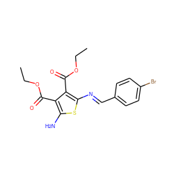 CCOC(=O)c1c(N)sc(/N=C/c2ccc(Br)cc2)c1C(=O)OCC ZINC000299833580