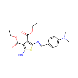 CCOC(=O)c1c(N)sc(/N=C/c2ccc(N(C)C)cc2)c1C(=O)OCC ZINC000299832301