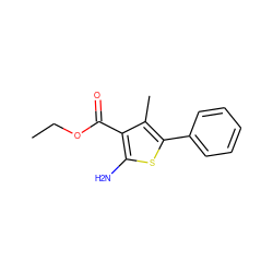 CCOC(=O)c1c(N)sc(-c2ccccc2)c1C ZINC000000037360