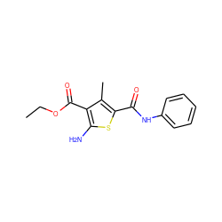 CCOC(=O)c1c(N)sc(C(=O)Nc2ccccc2)c1C ZINC000000075276