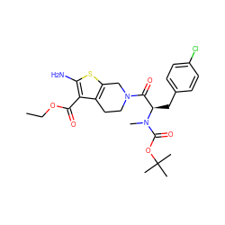 CCOC(=O)c1c(N)sc2c1CCN(C(=O)[C@@H](Cc1ccc(Cl)cc1)N(C)C(=O)OC(C)(C)C)C2 ZINC000045353858