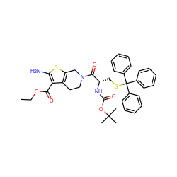 CCOC(=O)c1c(N)sc2c1CCN(C(=O)[C@H](CSC(c1ccccc1)(c1ccccc1)c1ccccc1)NC(=O)OC(C)(C)C)C2 ZINC000049774824