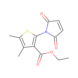 CCOC(=O)c1c(N2C(=O)C=CC2=O)sc(C)c1C ZINC000004065145