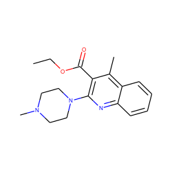 CCOC(=O)c1c(N2CCN(C)CC2)nc2ccccc2c1C ZINC000013644304