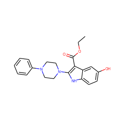 CCOC(=O)c1c(N2CCN(c3ccccc3)CC2)[nH]c2ccc(O)cc12 ZINC000014978434