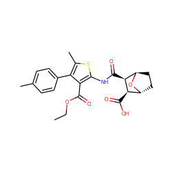 CCOC(=O)c1c(NC(=O)[C@@H]2[C@H](C(=O)O)[C@H]3CC[C@H]2O3)sc(C)c1-c1ccc(C)cc1 ZINC000137818882