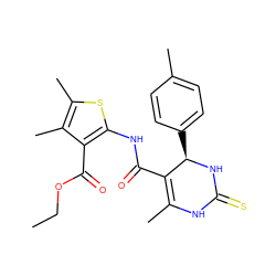 CCOC(=O)c1c(NC(=O)C2=C(C)NC(=S)N[C@@H]2c2ccc(C)cc2)sc(C)c1C ZINC000012566658