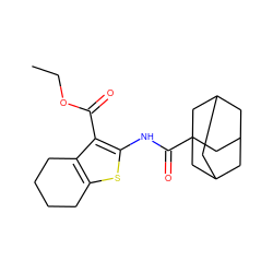 CCOC(=O)c1c(NC(=O)C23CC4CC(CC(C4)C2)C3)sc2c1CCCC2 ZINC000004030651