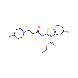 CCOC(=O)c1c(NC(=O)CCN2CCC(C)CC2)sc2c1C[C@@H](C)CC2 ZINC000066075144