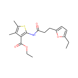 CCOC(=O)c1c(NC(=O)CCc2ccc(CC)o2)sc(C)c1C ZINC000000540546