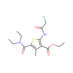 CCOC(=O)c1c(NC(=O)CCl)sc(C(=O)N(CC)CC)c1C ZINC000003267925