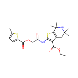 CCOC(=O)c1c(NC(=O)COC(=O)c2ccc(C)s2)sc2c1CC(C)(C)NC2(C)C ZINC000014180514