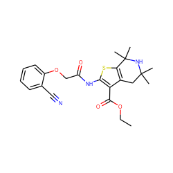 CCOC(=O)c1c(NC(=O)COc2ccccc2C#N)sc2c1CC(C)(C)NC2(C)C ZINC000015940594