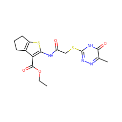 CCOC(=O)c1c(NC(=O)CSc2nnc(C)c(=O)[nH]2)sc2c1CCC2 ZINC000018094053