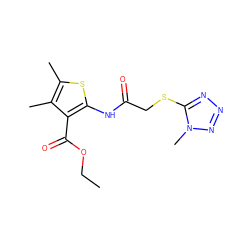 CCOC(=O)c1c(NC(=O)CSc2nnnn2C)sc(C)c1C ZINC000003571162